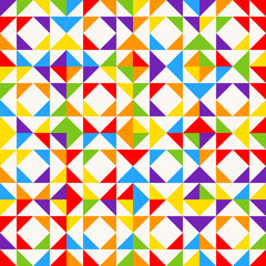 Rainbow mosaic tiles, abstract geometric background, seamless vector pattern.