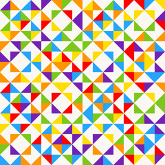 Rainbow mosaic tiles, abstract geometric background, seamless vector pattern.