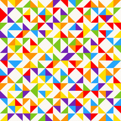 Rainbow mosaic tiles, abstract geometric background, seamless vector pattern.