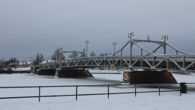 Frozen river / bridge in Finland