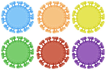 Round badges in six colors