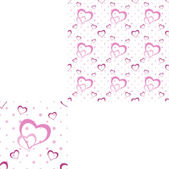 Seamless pattern from pink heart silhouettes for holidays and packaging.