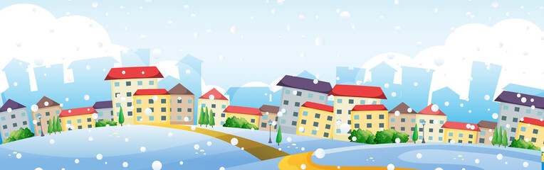 Obraz na płótnie Canvas Scene with houses in village in winter