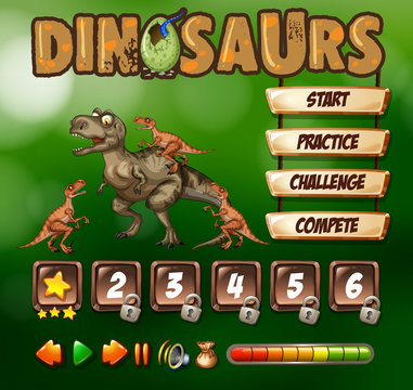 Game template with dinosaur theme