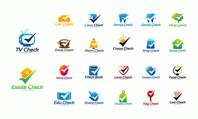 Set of Mega Bundle Checklist logo designs concept vector illustration