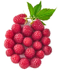 Berry raspberry top view green leaf creative idea healthy food.