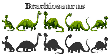 Brachiosaurus in five different actions © GraphicsRF