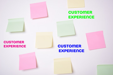 Stickers on the wall with the inscriptions:CUSTOMER EXPERIENCE