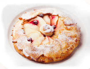 Pie with cherry isolated on white