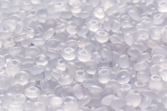 Polypropylene granule close-up background texture