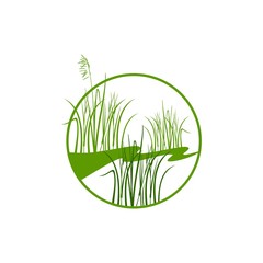 icon logo green grass vector symbol design