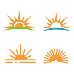 sunset and sunrise logo set