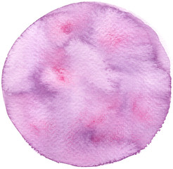 Pink and pastel purple circle painted in watercolor on clean white background
