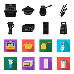 Kitchen equipment black,flet icons in set collection for design. Kitchen and accessories vector symbol stock web illustration. © pandavector
