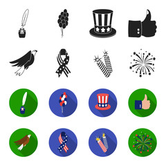 American eagle, ribbon, salute. The patriot day set collection icons in black,flet style vector symbol stock illustration web. © pandavector