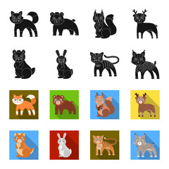 Animals, domestic, wild and other web icon in black,flet style. Zoo, toys, children, icons in set collection. © pandavector