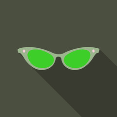 Women's Sunglasses Icon with Shadow on Background. Vector Illustration. Flat design style. Simple icon.