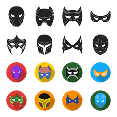 Mask on the head and eyes. Super Hero Mask set collection icons in black,flet style vector symbol stock illustration web. © pandavector