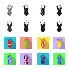 Different kinds of swimsuits. Swimsuits set collection icons in black,flet style vector symbol stock illustration web. © pandavector