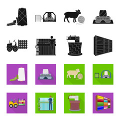 Equipment, machine, forklift and other web icon in black,flet style.Textiles, industry, tissue, icons in set collection. © pandavector