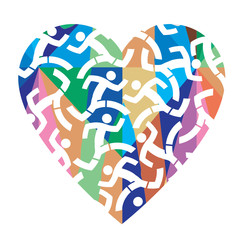 I love running colorful heart. 
colorful heart with icons of running people. Vector available. 