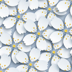 Naklejka premium Light seamless background with white sakura