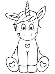 Fototapeta na wymiar cute unicorn sitting coloring page 