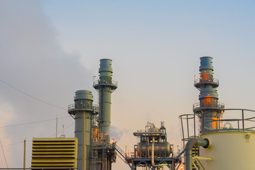Electricity power plant with morning sky.