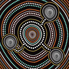 Aboriginal art vector painting, Connection concept, Illustration based on aboriginal style of dot background - Vector illustration