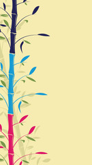 Fototapeta na wymiar Bamboo pattern banner background. Colorful decorative bamboo branches wallpaper - vector illustration