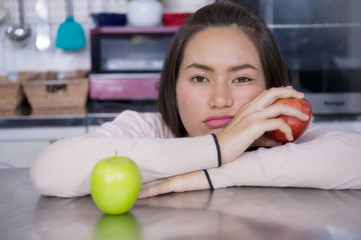 Portrait of young woman model with vegetable and fruit.