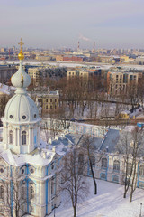 Obraz premium Courtyard of the Smolny Cathedral in St. Petersburg, top view