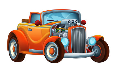 cool looking cartoon hod rod cabriolet on white background - illustration for children