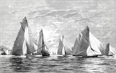 Papier Peint photo Lavable Naviguer Von der Kieler Regattawoche: Nach dem Start der Segelschiffe am 23.6.1894