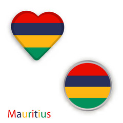 Heart and circle symbols with flag of Republic of Mauritius.