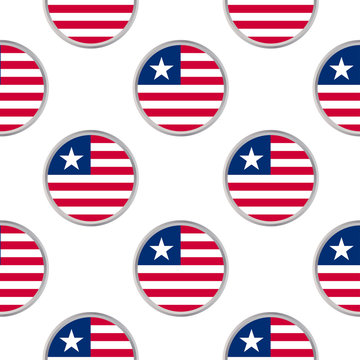 Seamless pattern from the circles with flag of Republic of Liberia.