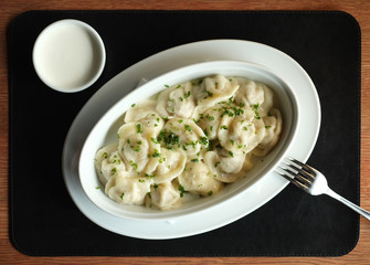 dish with dumplings