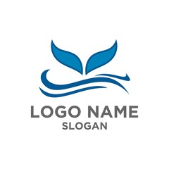 whale wave logo vector