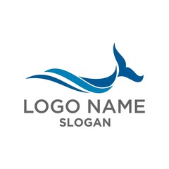 whale wave logo vector