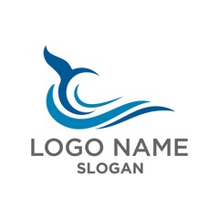 whale wave logo vector