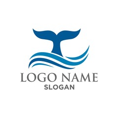 whale wave logo vector