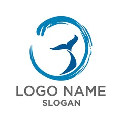 whale wave logo vector