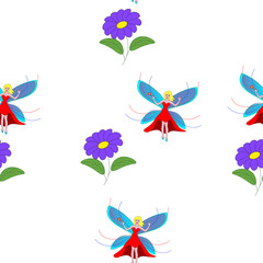 Cartoon kind fairy girl. Vector seamless illustration for kids.