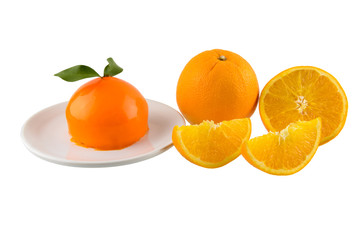 Orange cake on white background