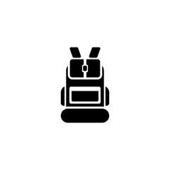 School Bag. Flat Vector Icon. Simple black symbol on white background