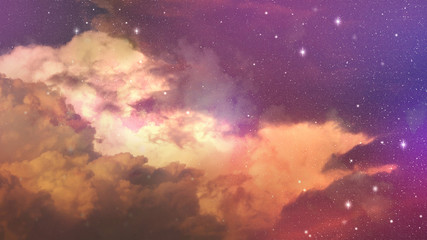 Abstract colorful sky with cloud and star - obrazy, fototapety, plakaty