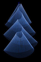 Blue color abstract light painting. LED lights on black background
