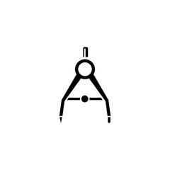 Engineering Drawing Tool. Compass. Flat Vector Icon. Simple black symbol on white background