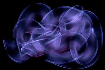 Multi color abstract light painting. LED lights on black background