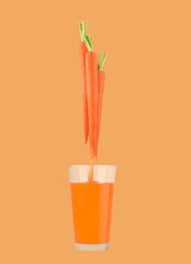 Fresh carrot juice isolated on white
